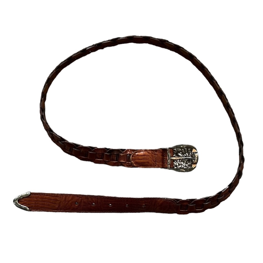 Cole Haan brown leather braided belt